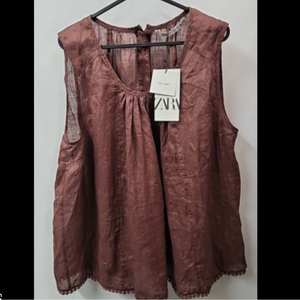 Zara Brown Sleeveless Blouse